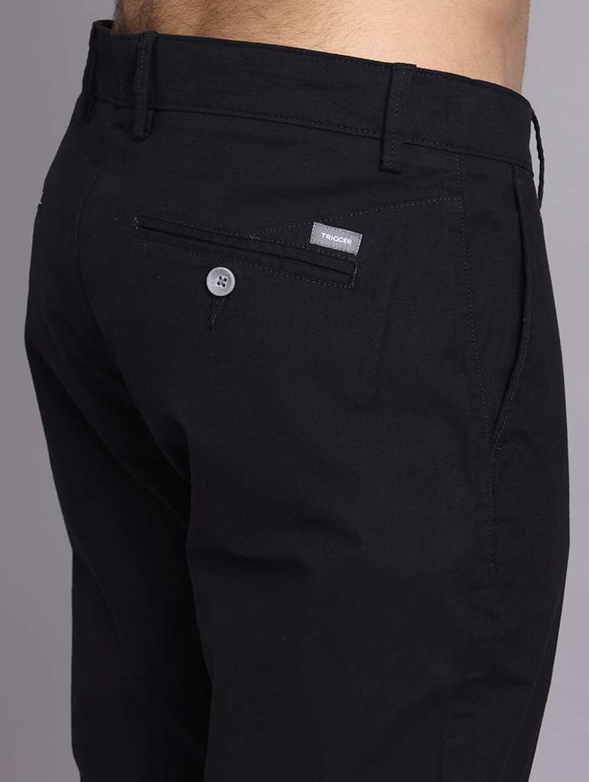 men solid mid rise slim fit trouser - 22248913 -  Standard Image - 4
