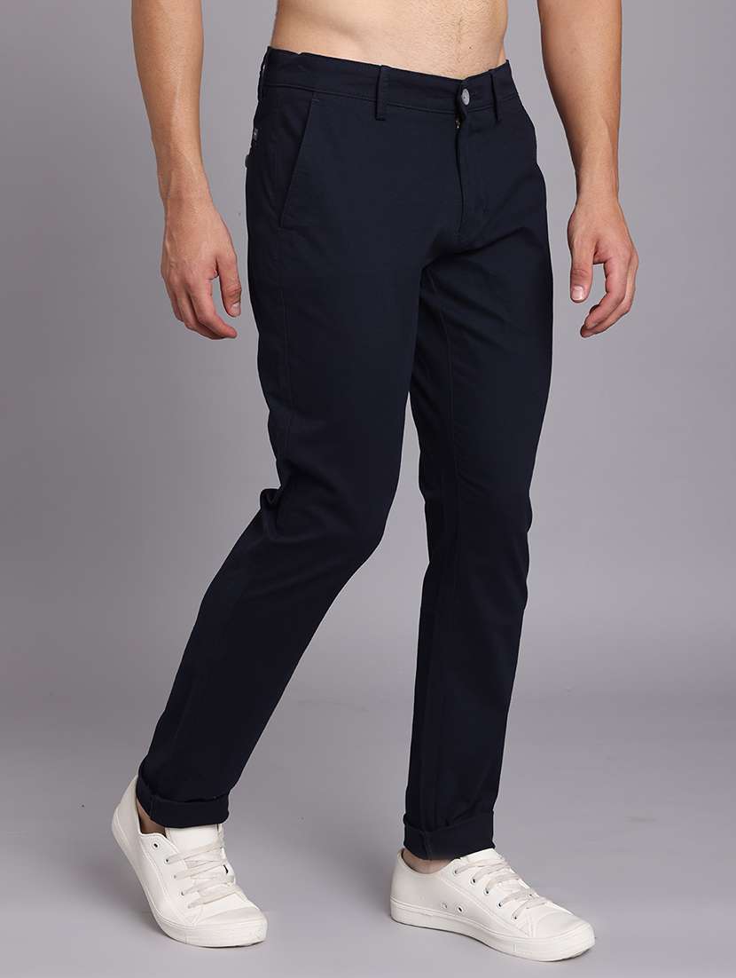 men solid mid rise slim fit trouser - 22248914 -  Standard Image - 1