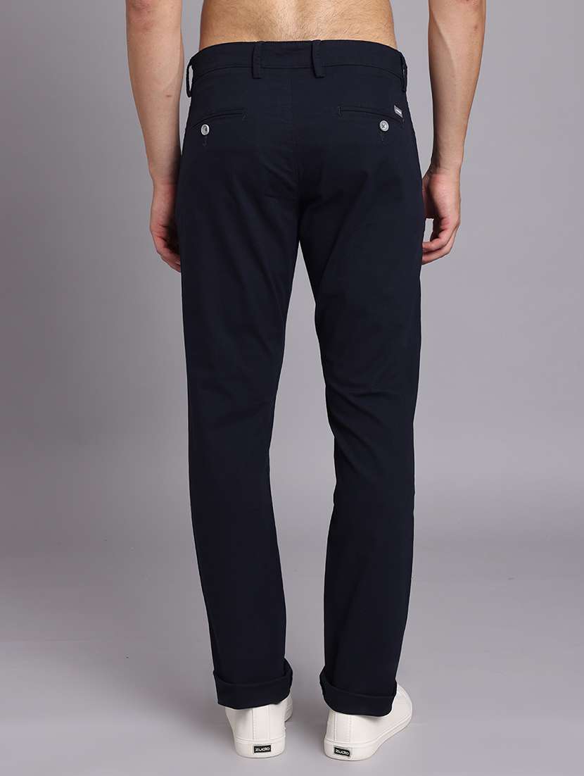 men solid mid rise slim fit trouser - 22248914 -  Standard Image - 4