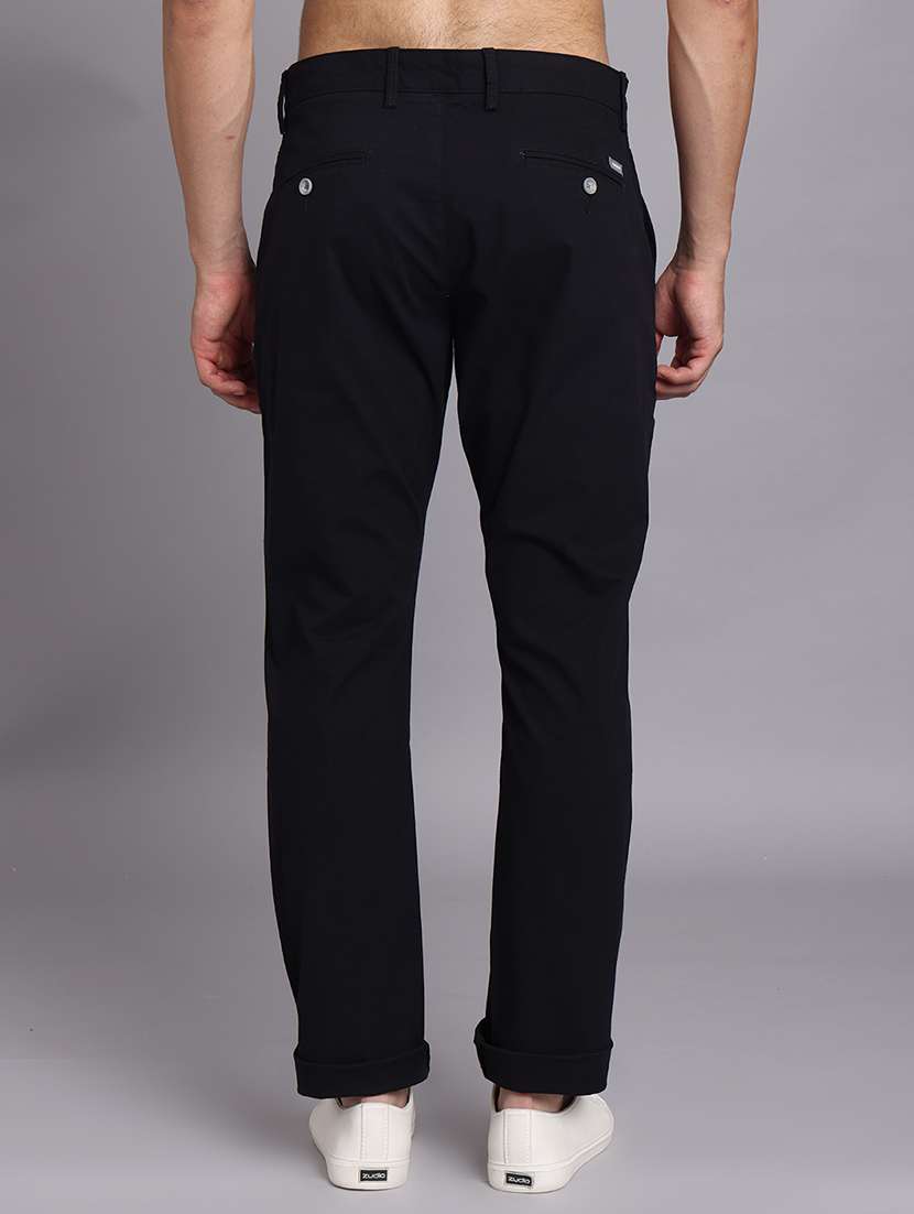 men solid mid rise slim fit trouser - 22248915 -  Standard Image - 4