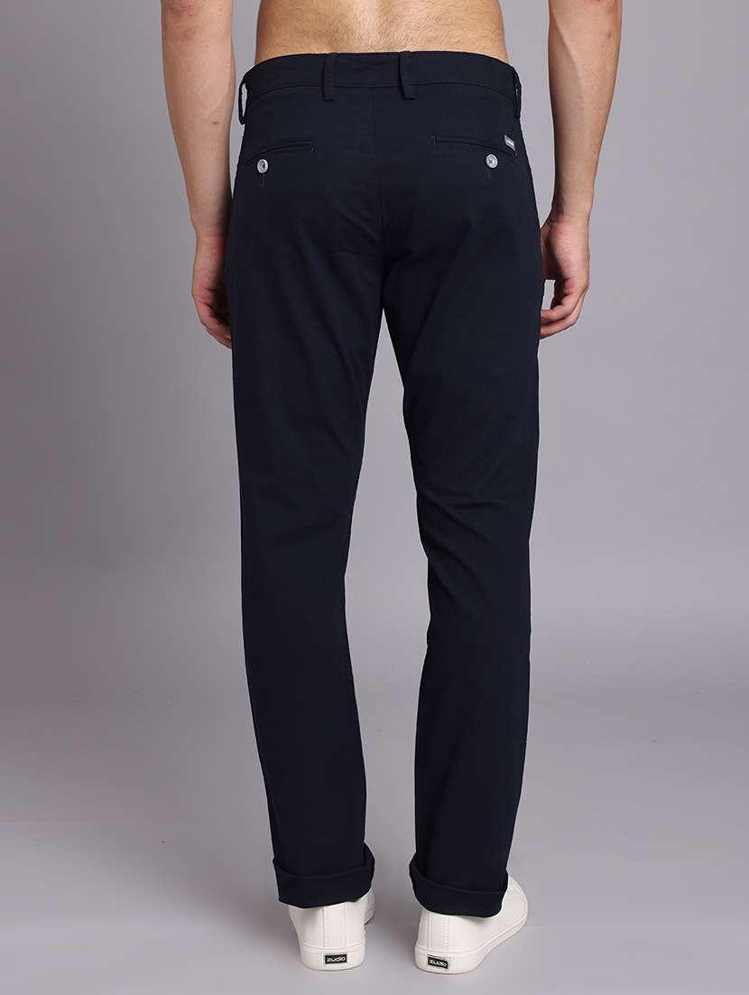 men solid mid rise slim fit trouser - 22248916 -  Standard Image - 4