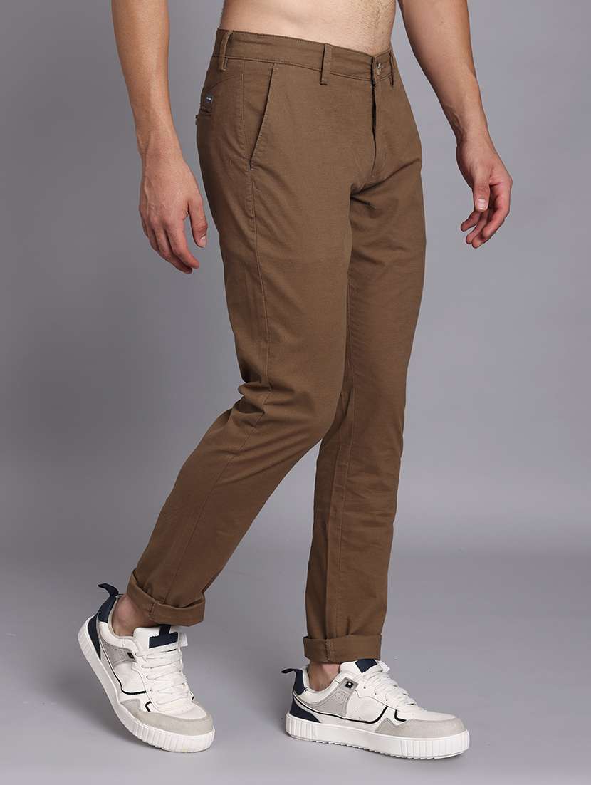 men solid mid rise slim fit trouser - 22248917 -  Standard Image - 1