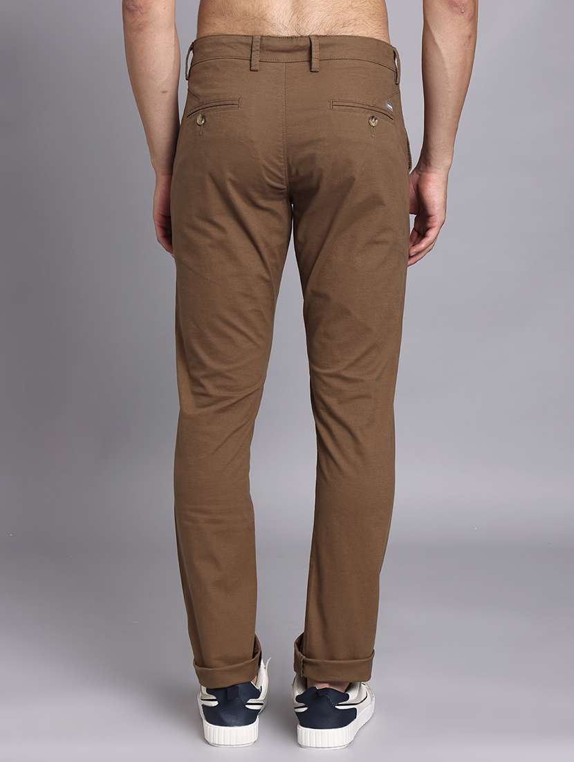 men solid mid rise slim fit trouser - 22248917 -  Standard Image - 4