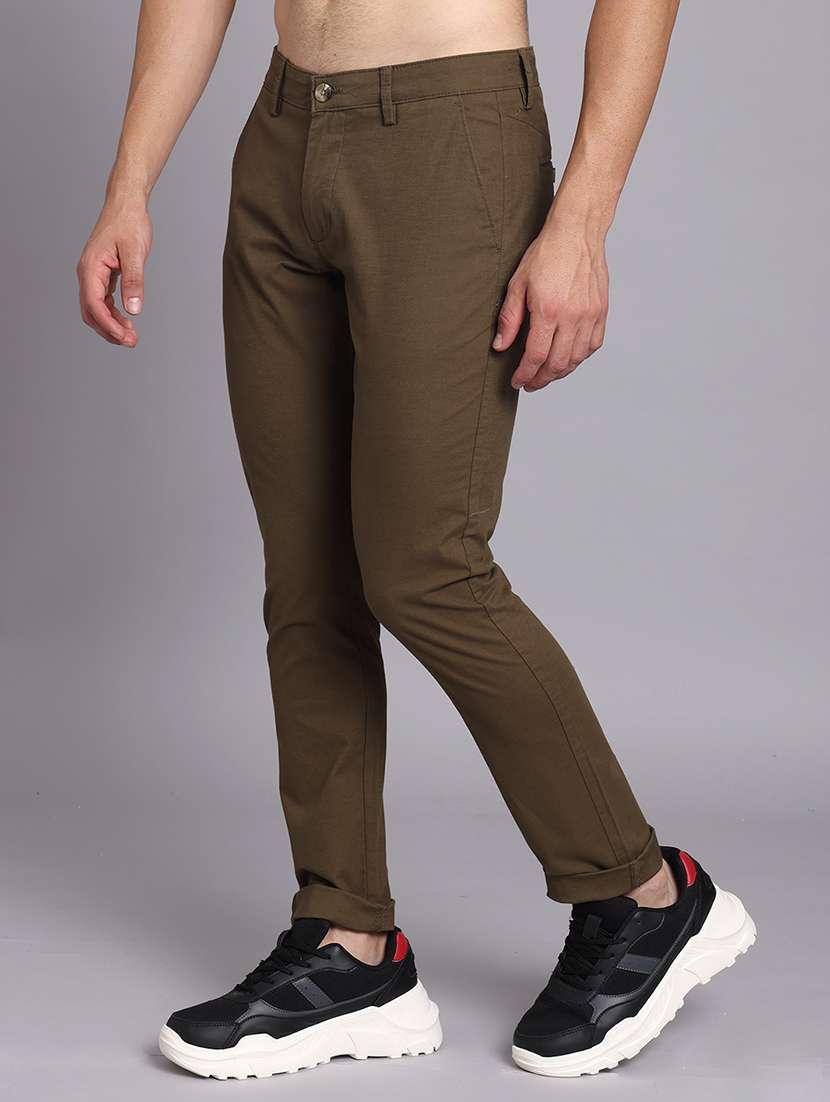 men solid mid rise slim fit trouser - 22248919 -  Standard Image - 1
