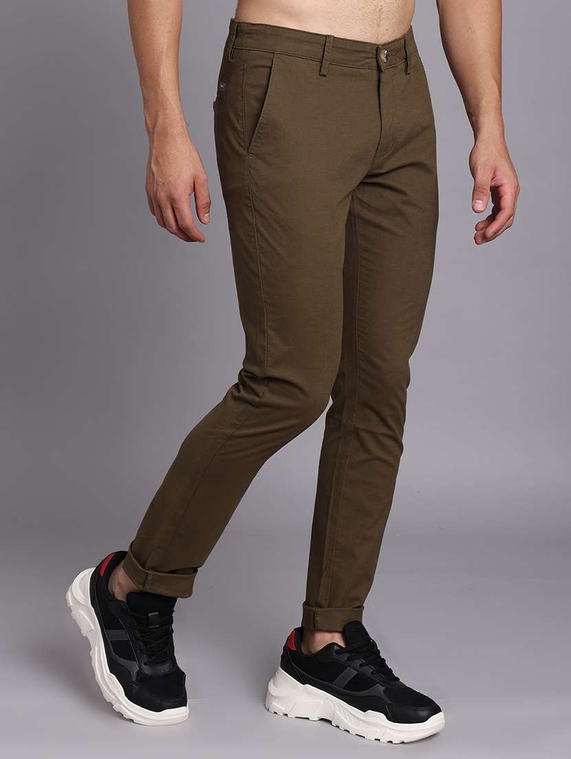 men solid mid rise slim fit trouser - 22248920 -  Standard Image - 1
