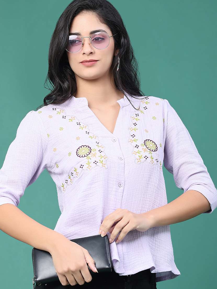 women solid with work three quarter sleeve top