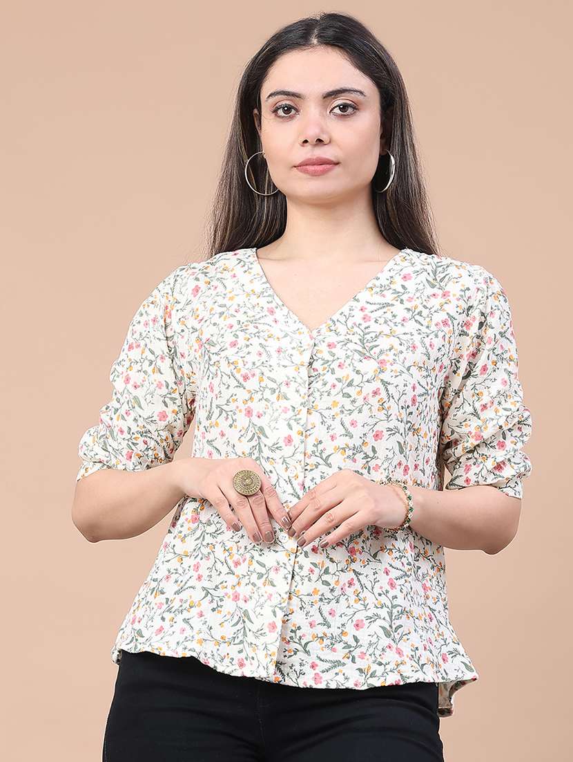 women floral print a-line top