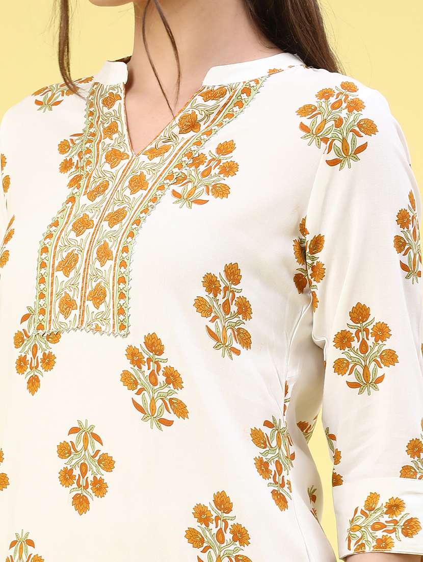 off white rayon straight kurta - 22249420 -  Standard Image - 1