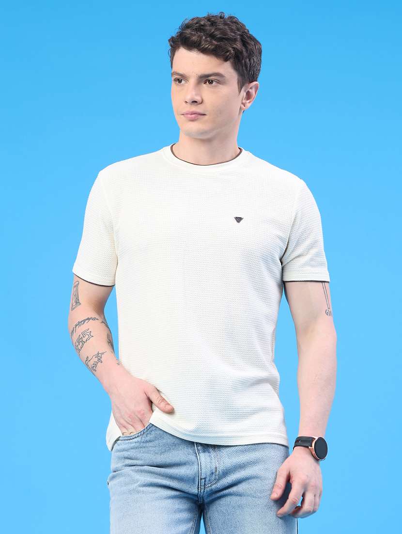 men self design short sleeve slim fit t-shirt - 22249483 -  Standard Image - 1