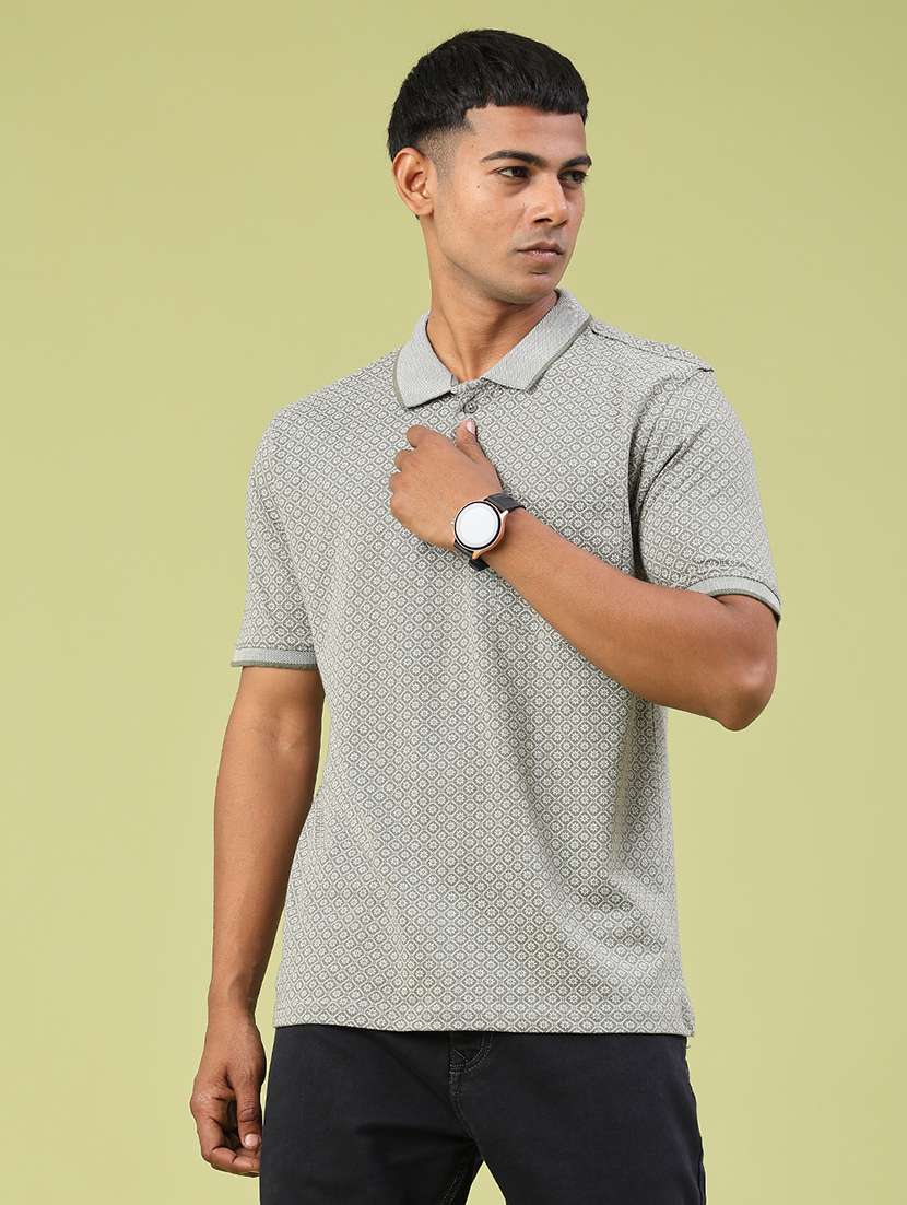 men printed short sleeve regular fit polo t-shirt - 22249534 -  Standard Image - 1