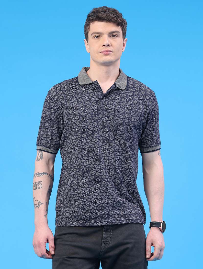 men printed short sleeve regular fit polo t-shirt - 22249535 -  Standard Image - 1