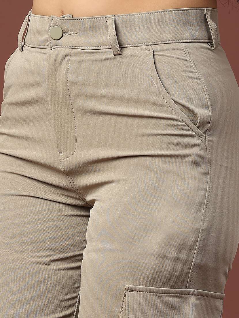 women solid mid rise cargo - 22249615 -  Standard Image - 1