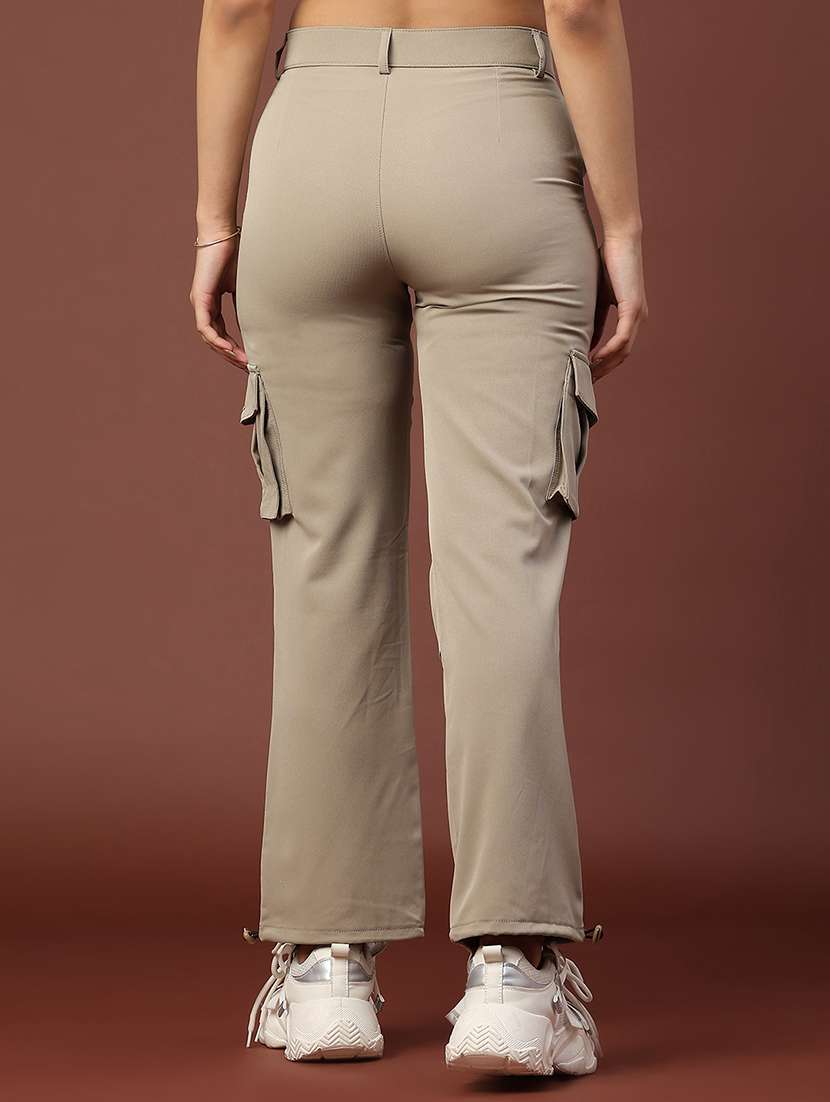 women solid mid rise cargo - 22249615 -  Standard Image - 4