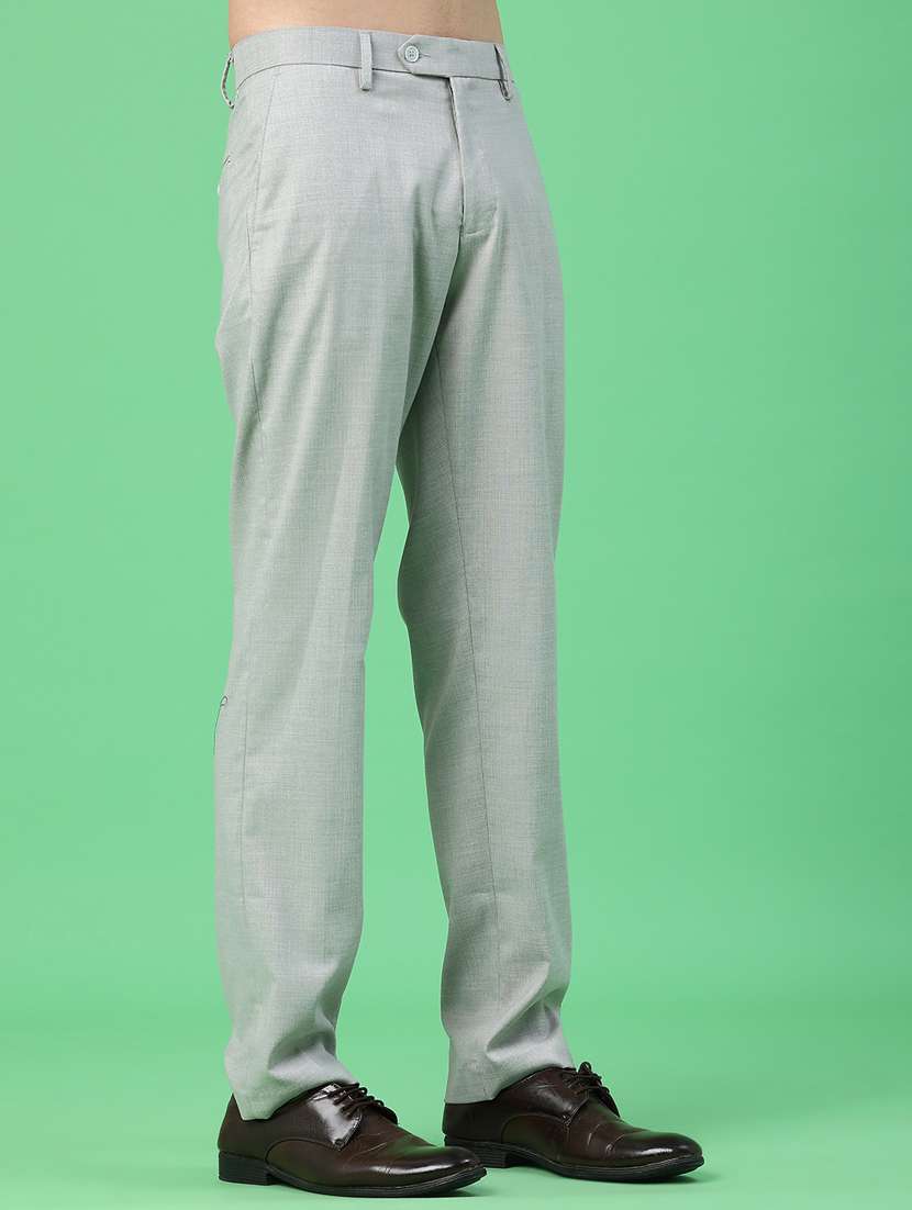 men solid mid rise flat front formal trouser - 22249671 -  Standard Image - 1