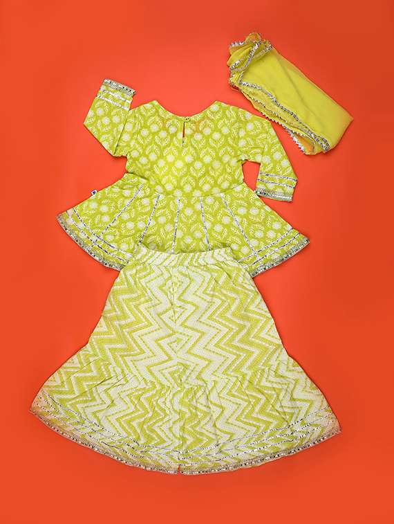 girls printed kurta and sharara with dupatta set  - 22249767 -  Standard Image - 1