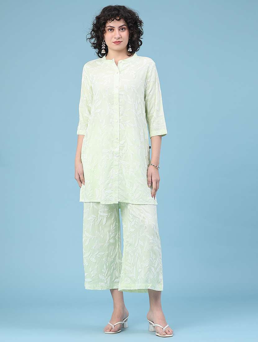 women printed three quarter sleeve ethnic co-ord set - 22249796 -  Standard Image - 1