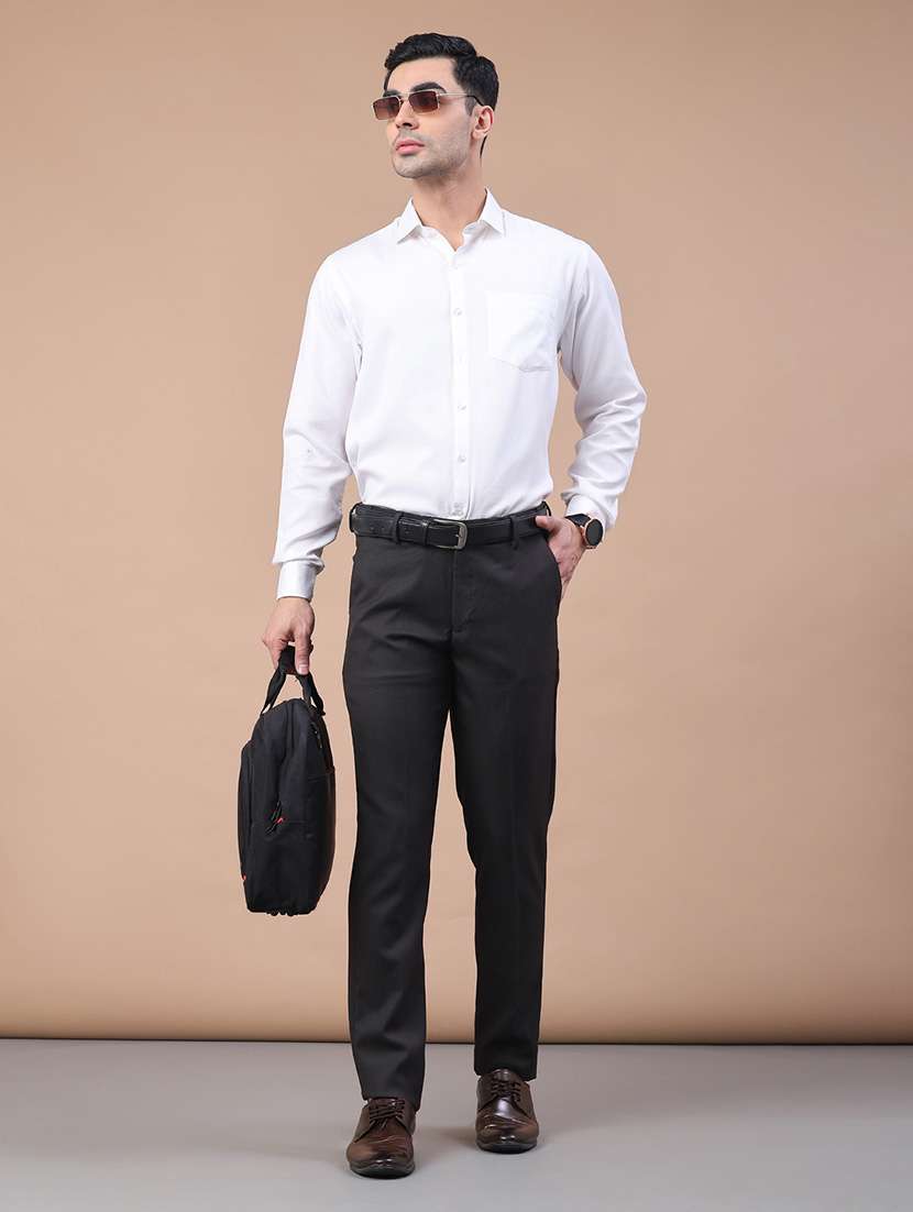 men solid mid rise flat front formal trouser - 22249823 -  Standard Image - 4