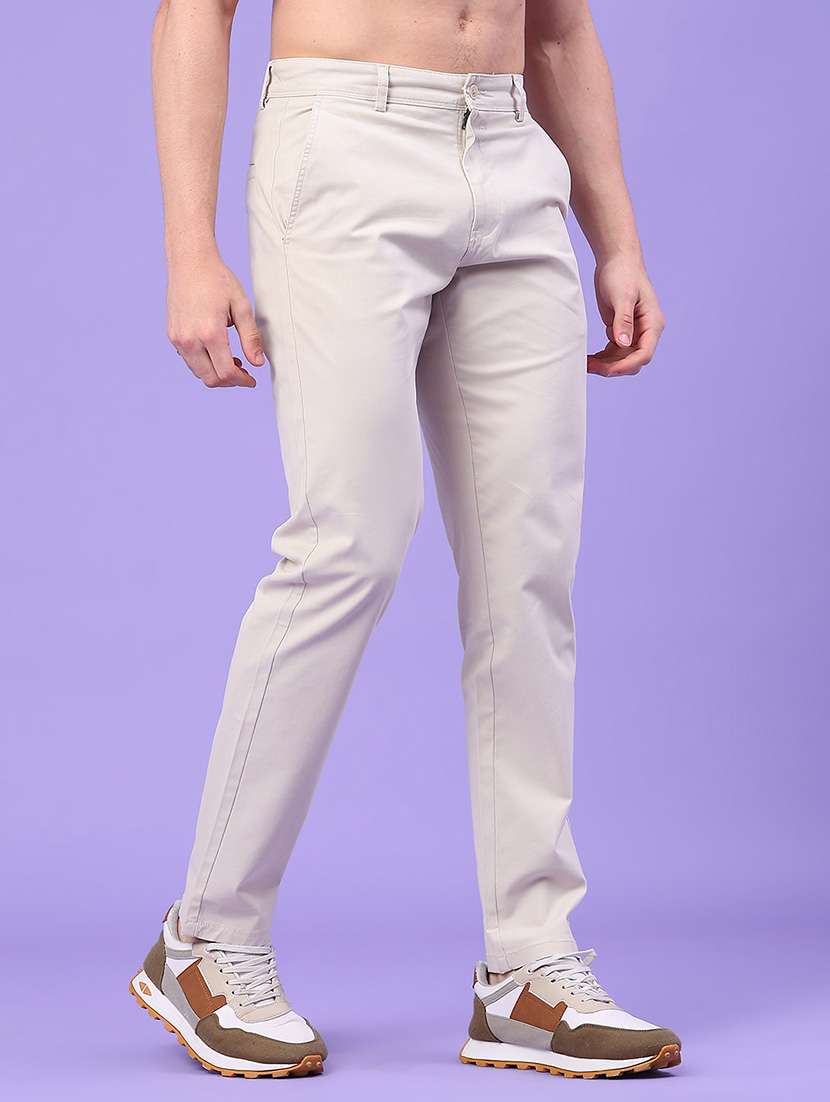 men solid mid rise chinos casual trouser - 22249859 -  Standard Image - 1
