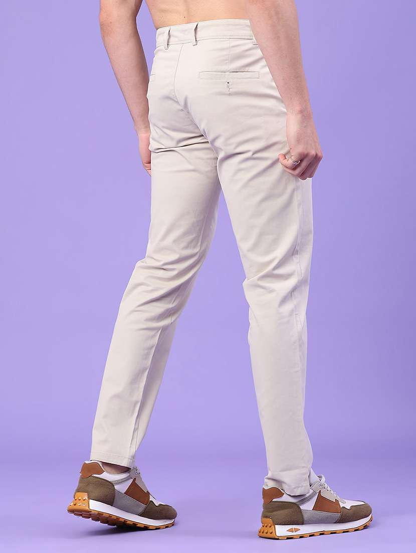 men solid mid rise chinos casual trouser - 22249859 -  Standard Image - 4