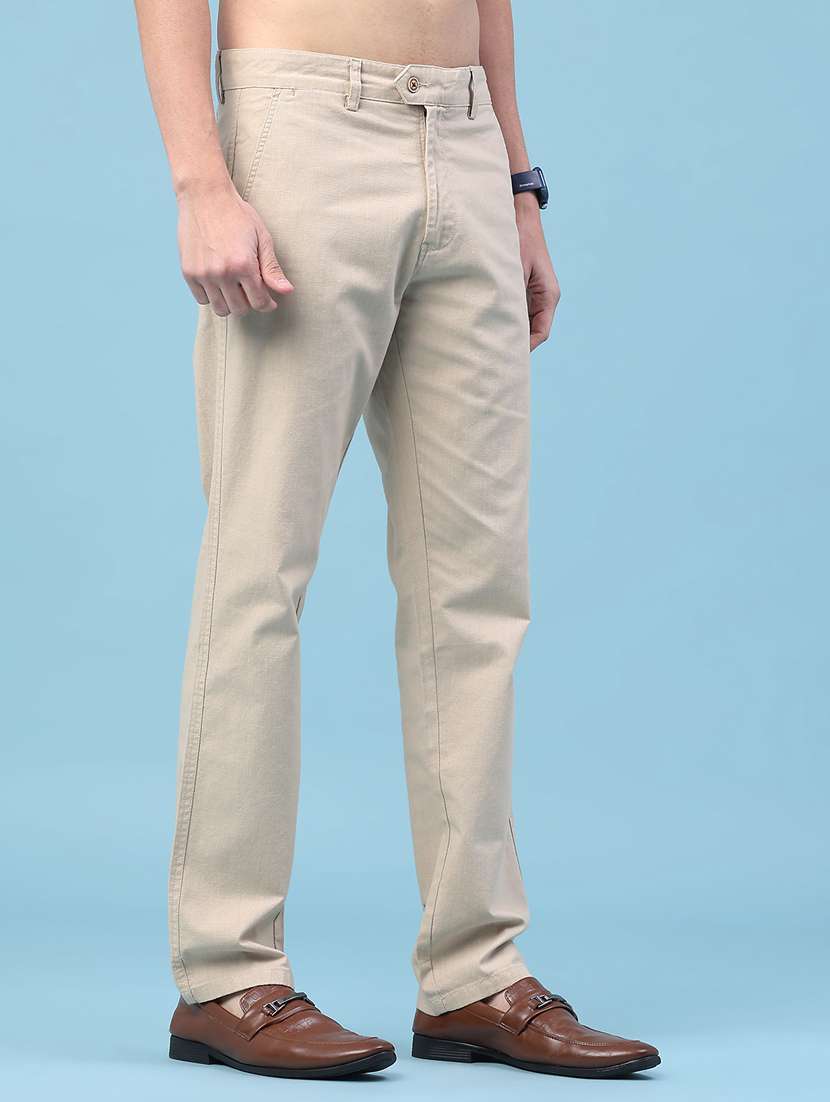 men solid mid rise chinos casual trouser - 22249905 -  Standard Image - 1