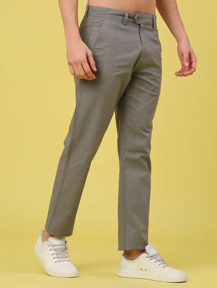 men solid mid rise chinos casual trouser - 22249907 -  Standard Image - 1