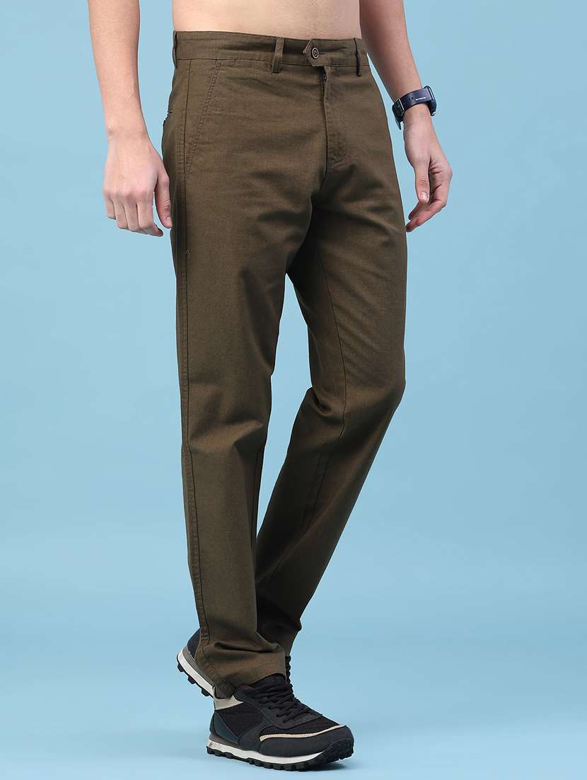 men solid mid rise chinos casual trouser - 22249908 -  Standard Image - 1