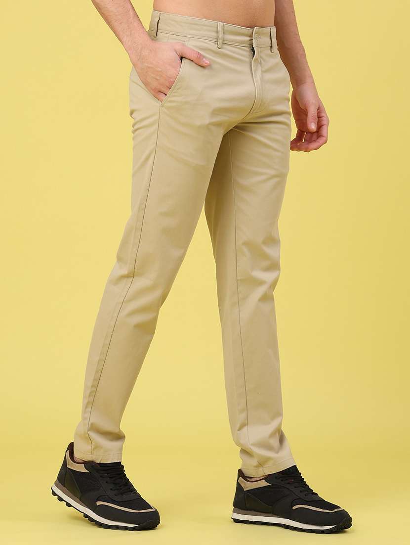 men solid mid rise chinos casual trouser - 22249909 -  Standard Image - 1