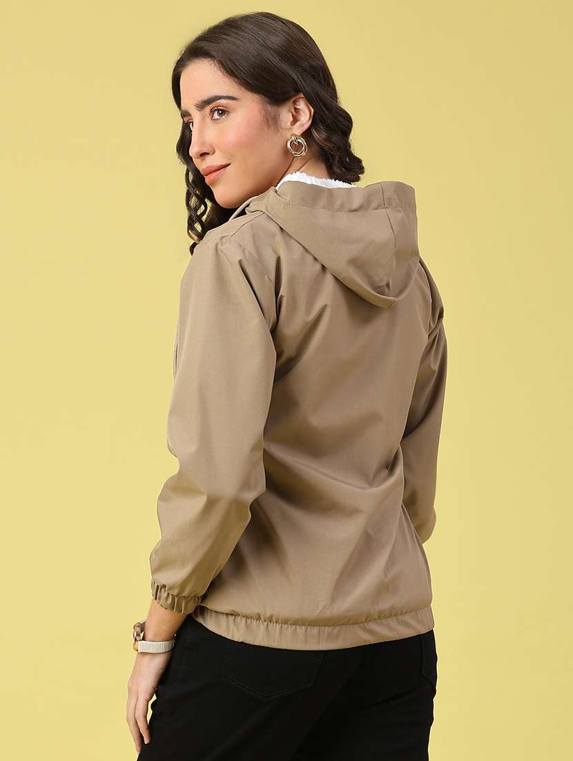 Tan Poly Blend Varsity Jacket - 22250006 -  Standard Image - 4
