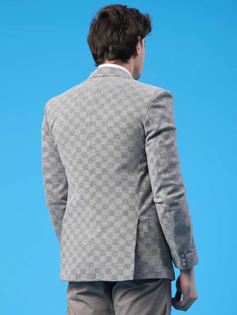 men self design lapel collar single breasted casual blazer - 22250056 -  Standard Image - 4