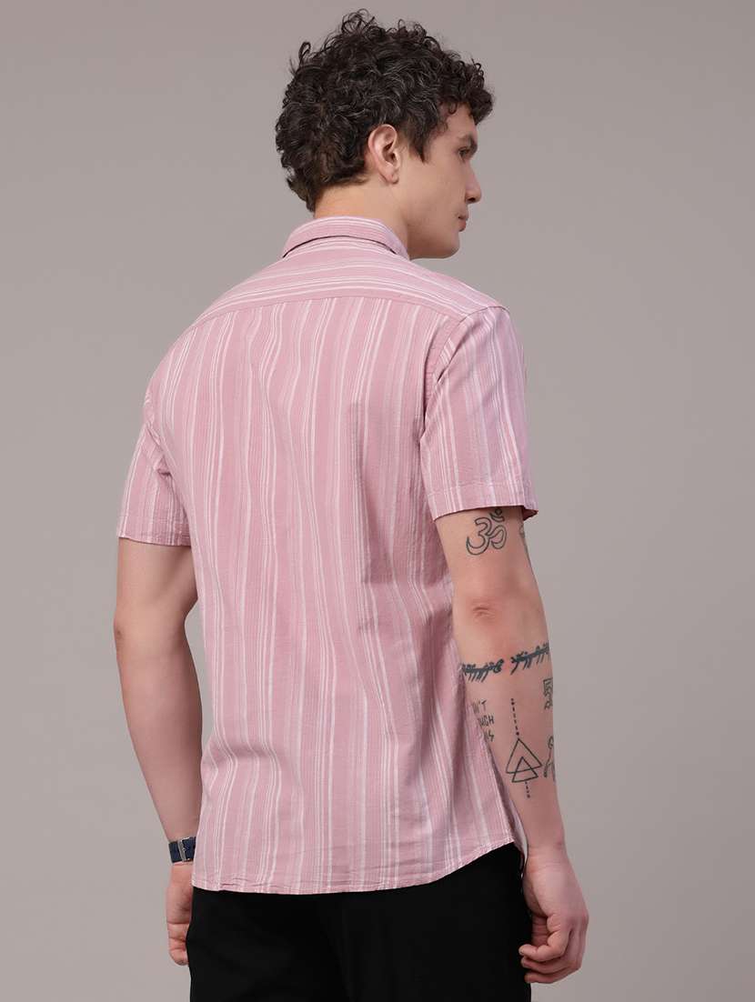 men striped short sleeve regular fit casual shirt - 22250061 -  Standard Image - 4