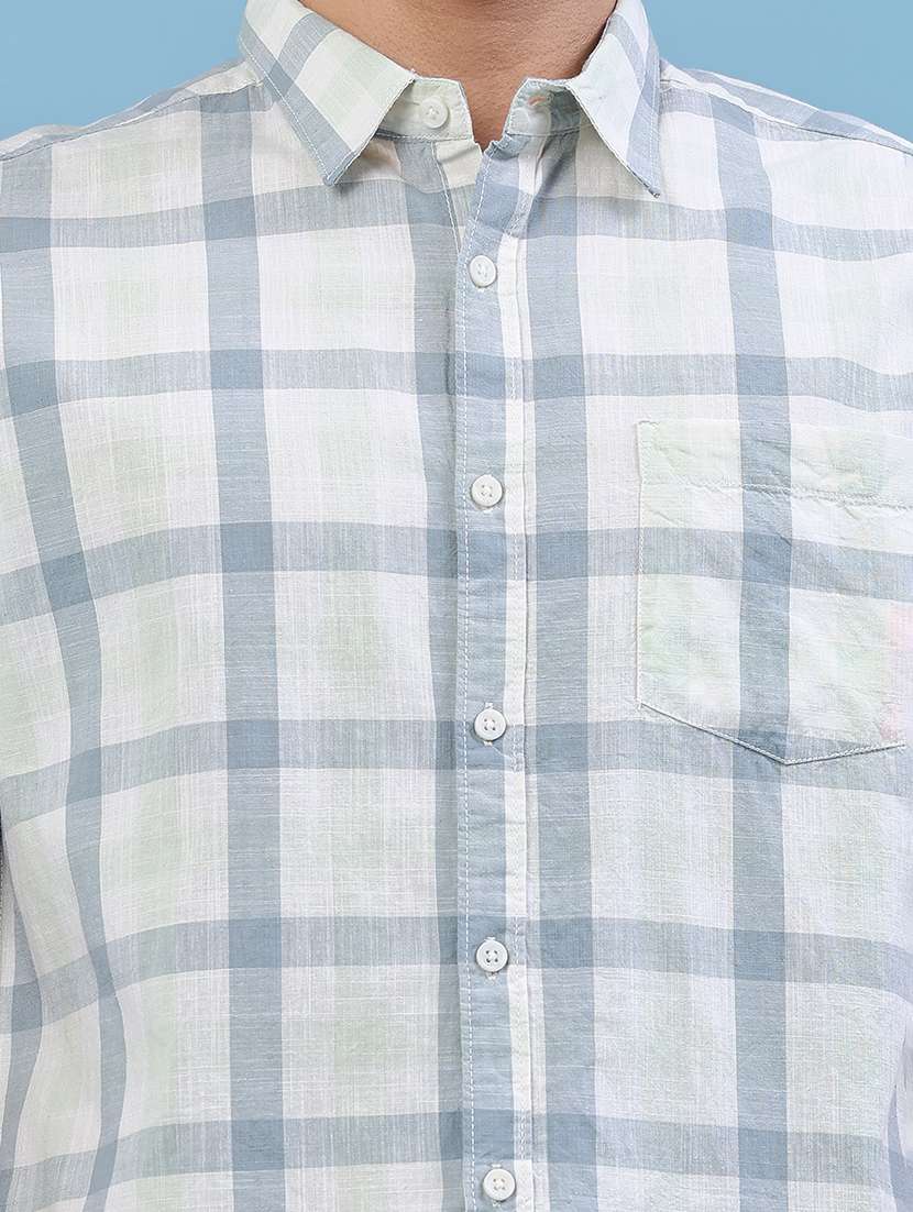 men checkered short sleeve regular fit casual shirt - 22250062 -  Standard Image - 1