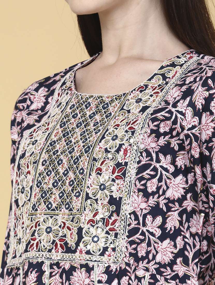 women blue rayon a-line kurta - 22250078 -  Standard Image - 1