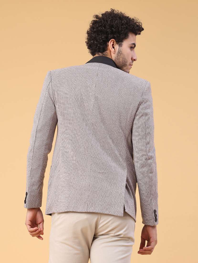 men self design lapel collar single breasted casual blazer - 22250088 -  Standard Image - 4