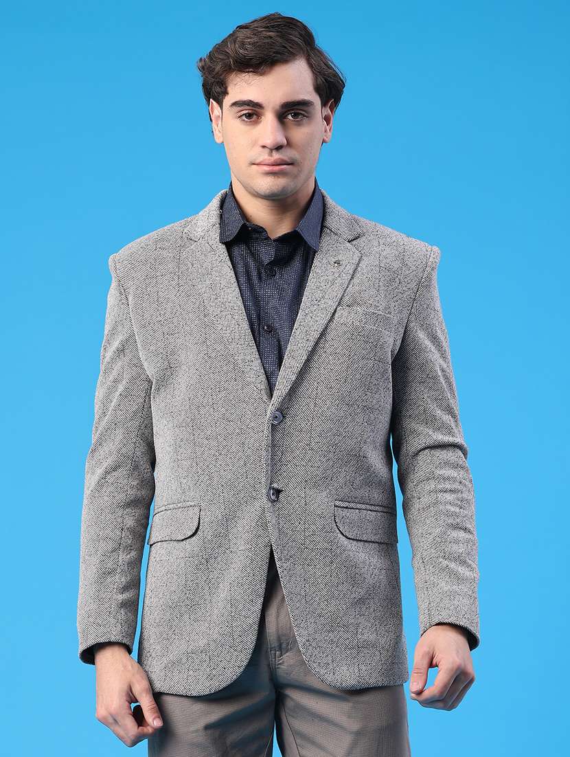 men self design lapel collar single breasted casual blazer - 22250090 -  Standard Image - 1