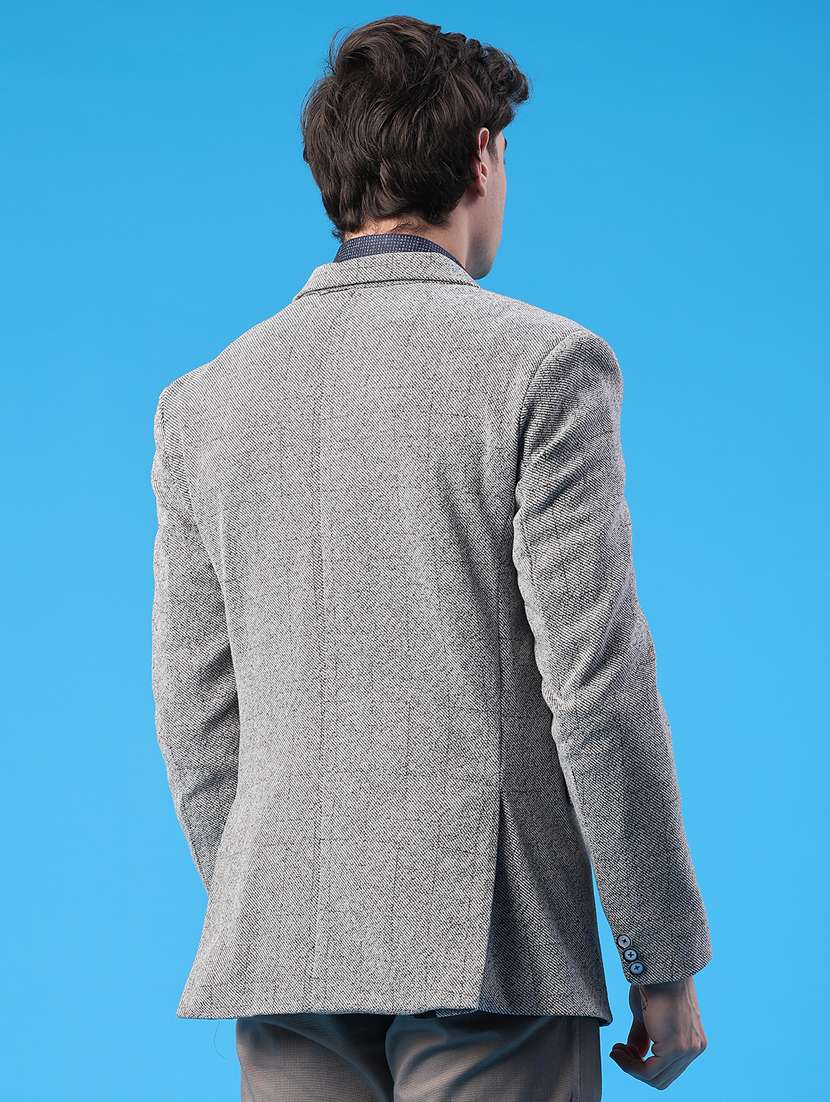 men self design lapel collar single breasted casual blazer - 22250090 -  Standard Image - 4