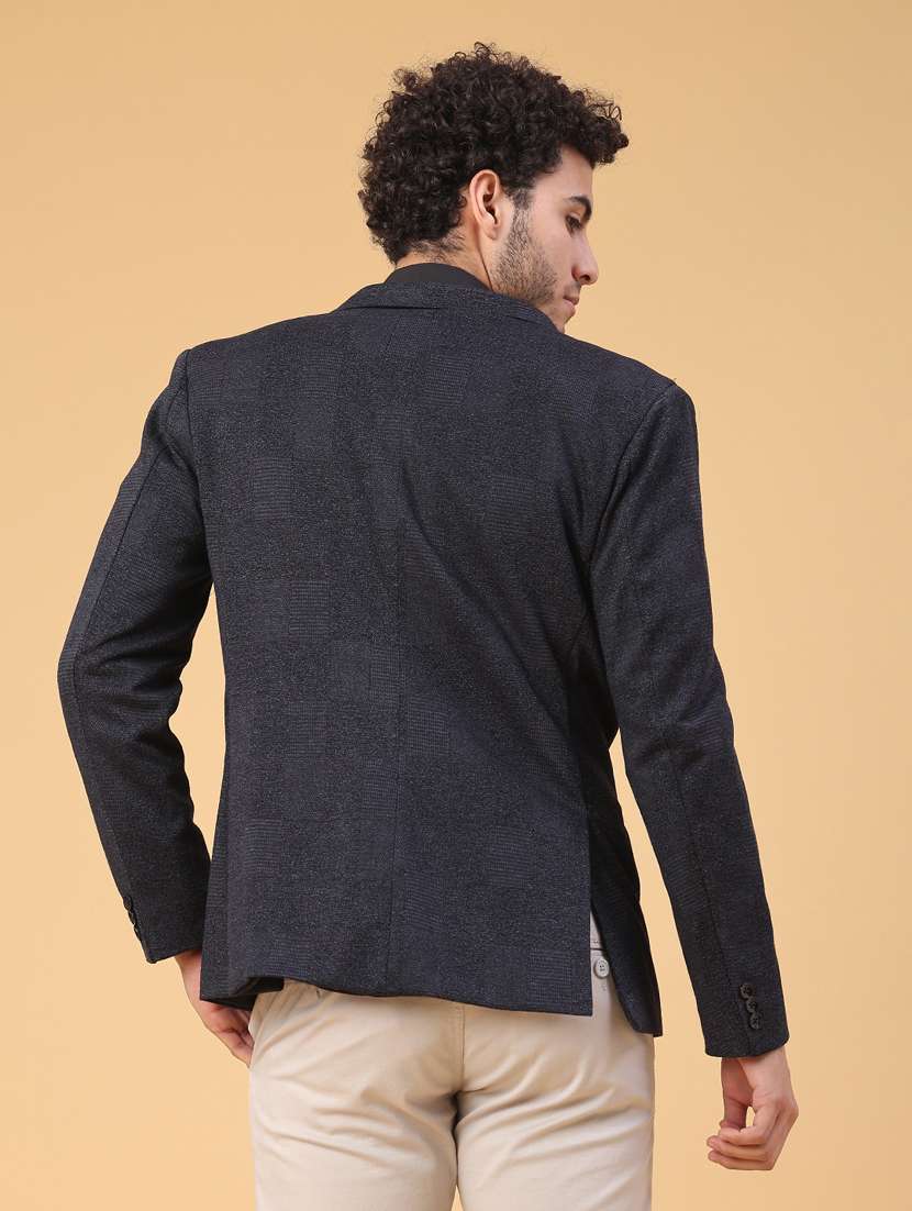 men self design lapel collar single breasted casual blazer - 22250091 -  Standard Image - 4