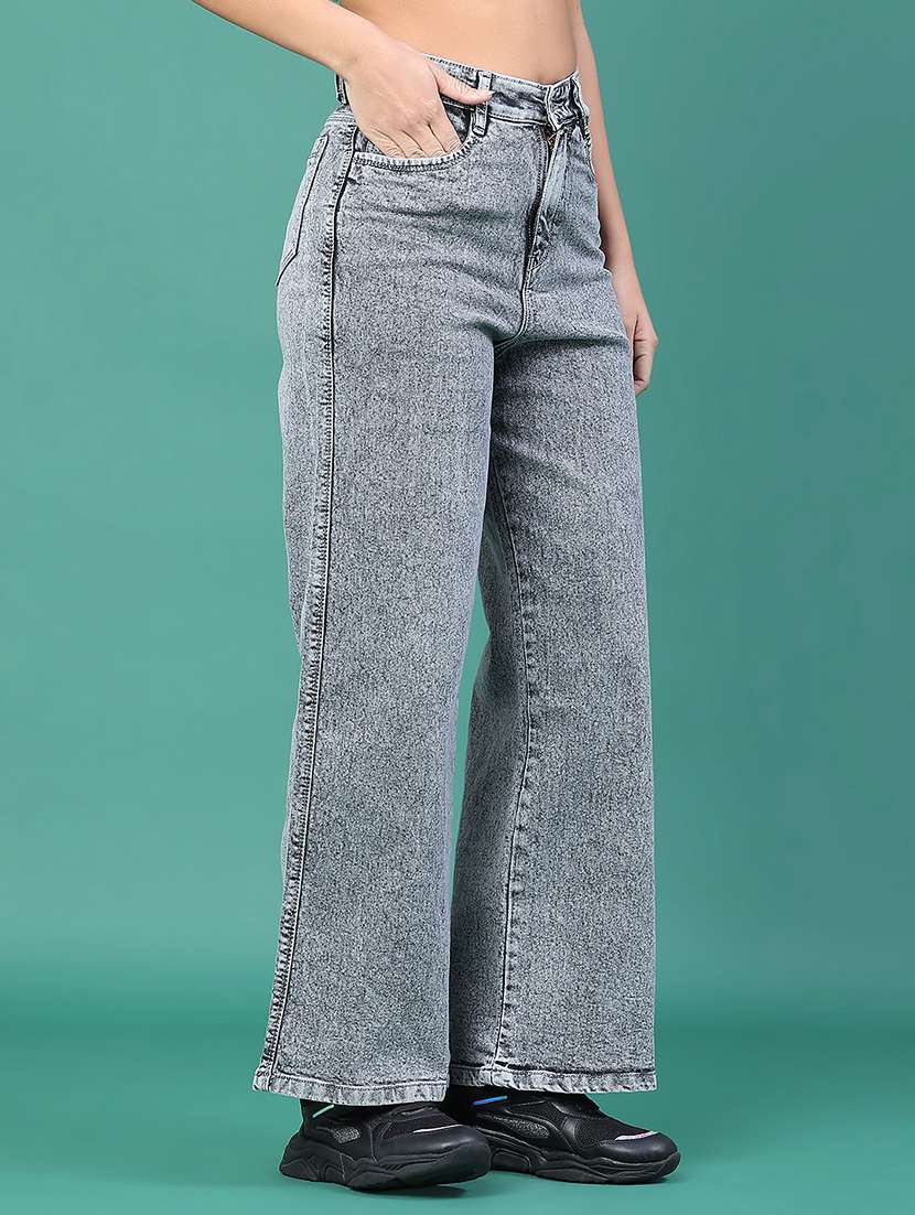 women solid high rise jeans - 22250115 -  Standard Image - 1