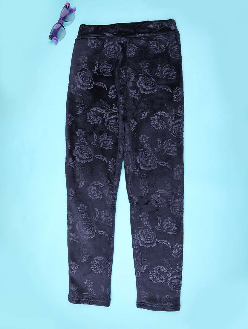 girls self design mid rise winterwear leggings - 22250233 -  Standard Image - 1