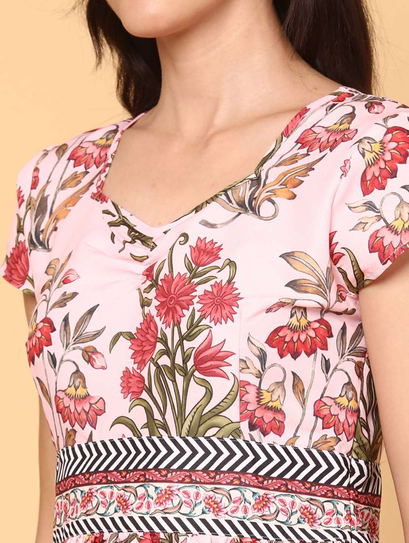 women pink rayon tiered dress dress - 22250274 -  Standard Image - 1