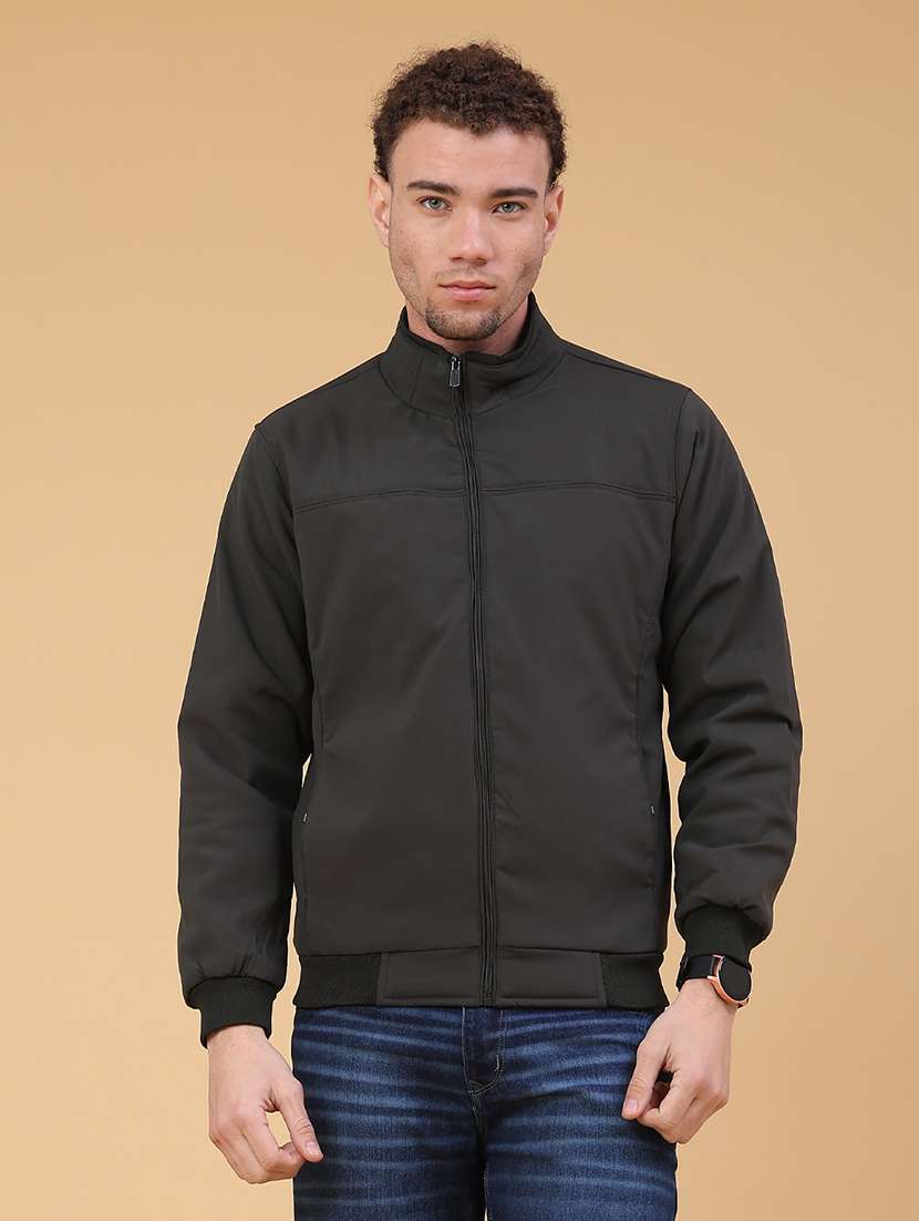 men solid long sleeve bomber jacket - 22250275 -  Standard Image - 1
