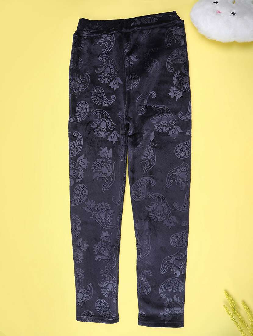 girls self design mid rise winterwear leggings - 22250280 -  Standard Image - 1