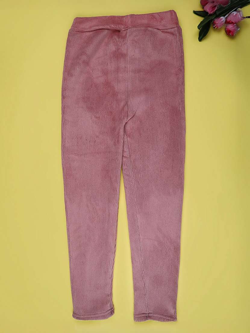 girls solid mid rise winterwear leggings - 22250282 -  Standard Image - 1