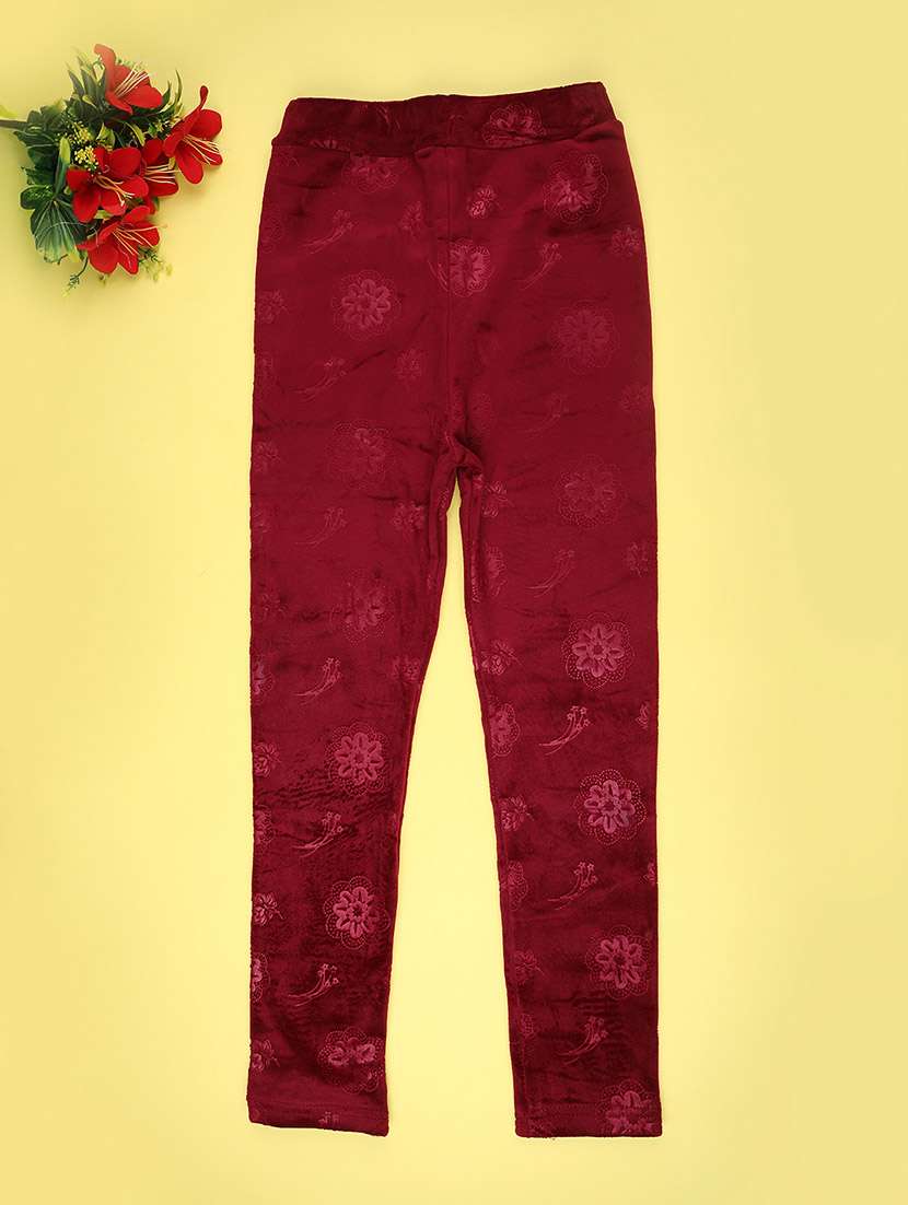 girls self design mid rise winterwear leggings - 22250283 -  Standard Image - 1