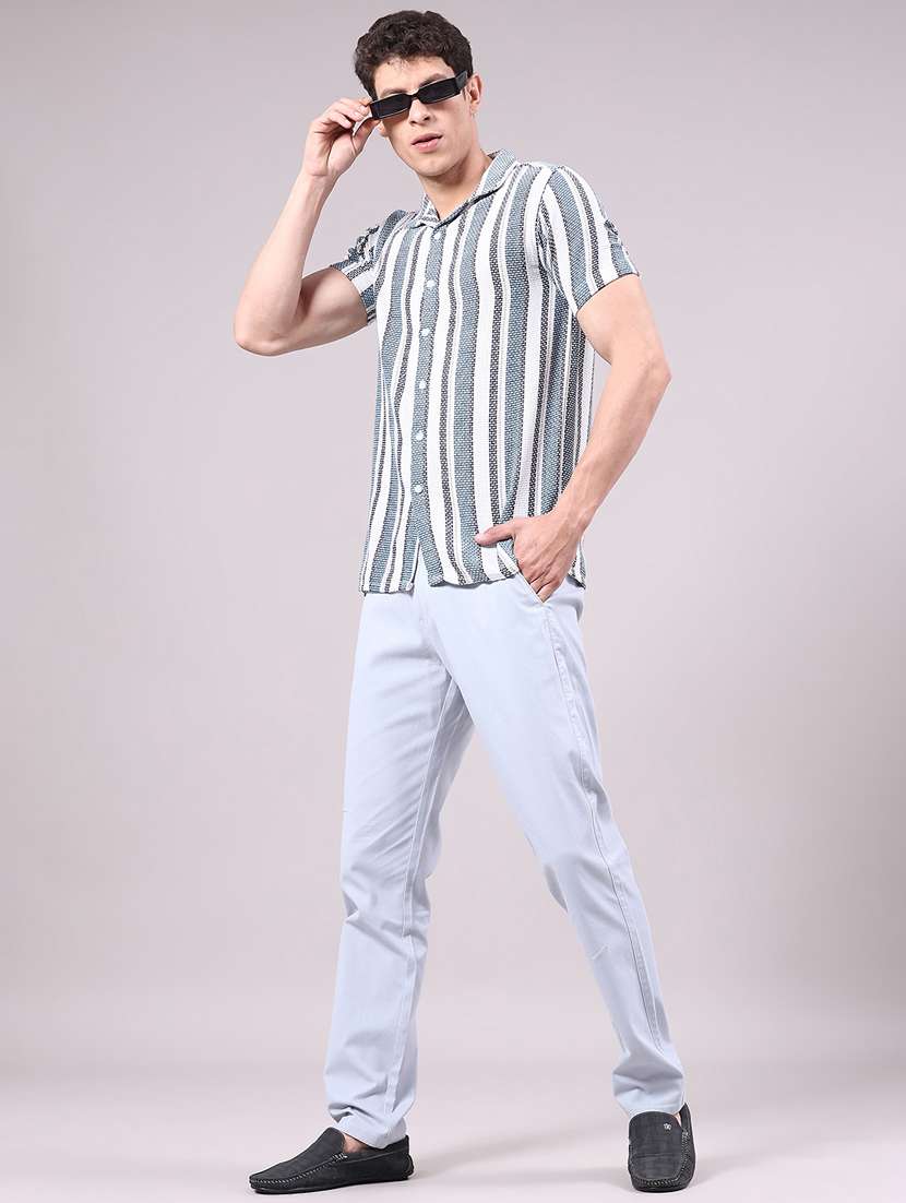 men striped short sleeve slim fit casual shirt - 22250333 -  Standard Image - 4