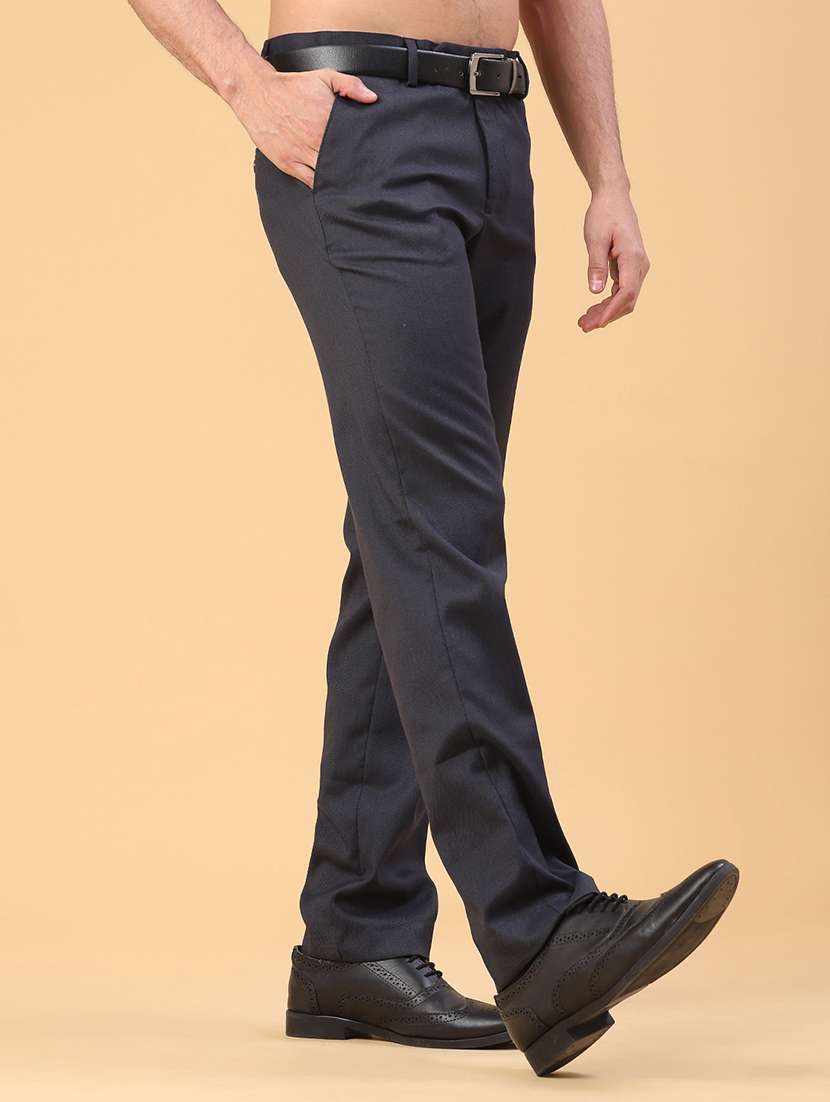 men solid mid rise flat front formal trouser - 22250426 -  Standard Image - 1