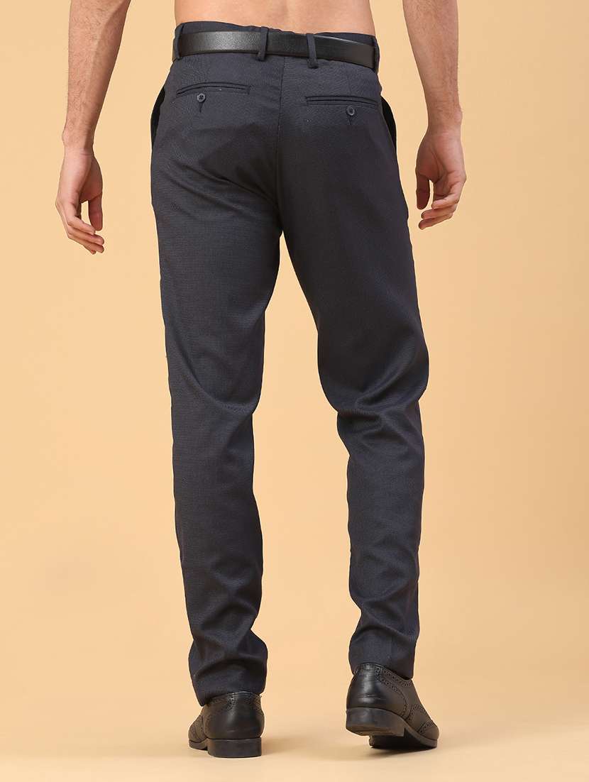 men solid mid rise flat front formal trouser - 22250426 -  Standard Image - 4