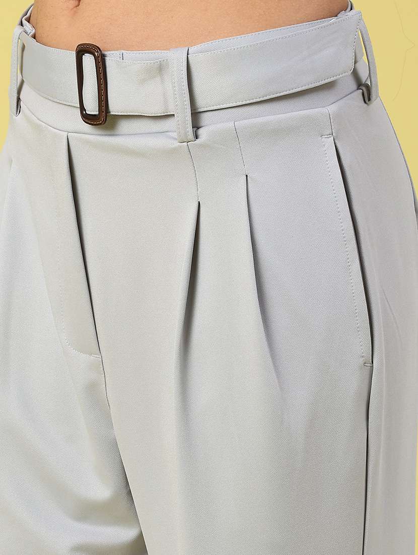 women solid mid rise straight trouser - 22250430 -  Standard Image - 1