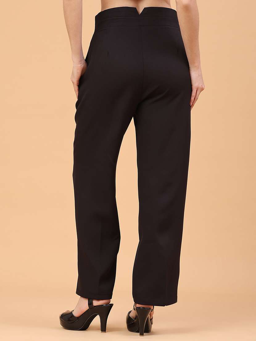 women solid mid rise straight trouser - 22250431 -  Standard Image - 4