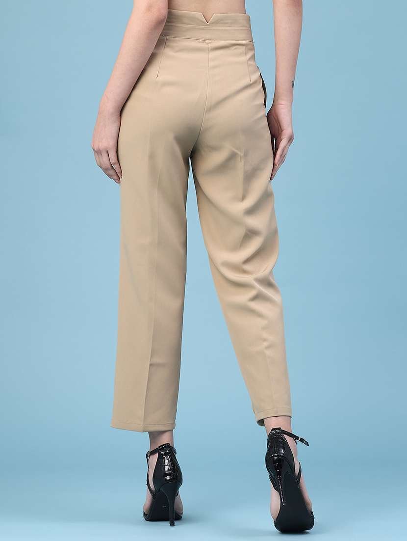 women solid mid rise straight trouser - 22250432 -  Standard Image - 4