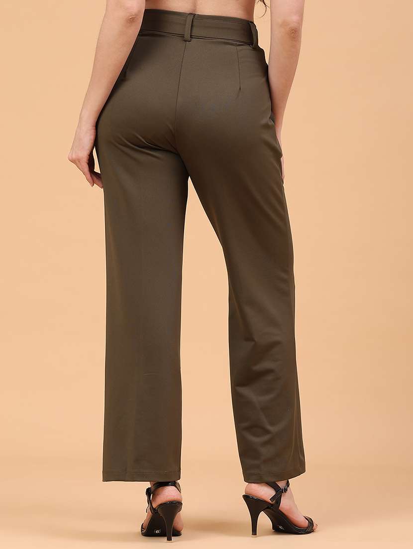 women solid mid rise straight trouser - 22250433 -  Standard Image - 4